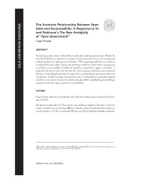 The Uncertain Relationship Between Open Data and Accountability: a Response to Yu and Robinson’S the New Ambiguity of “Open Government”* Tiago Peixoto