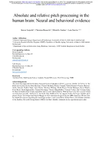 Absolute and Relative Pitch Processing in the Human Brain: Neural and Behavioral Evidence