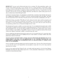 IMPORTANT: You Must Read the Following Disclaimer Before Continuing