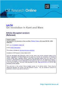 Lea Ypi on Revolution in Kant and Marx