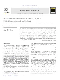 Seebeck Coefficient Measurements on Li, Sn, Ta, Mo, and W