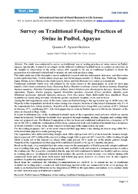 Survey on Traditional Feeding Practices of Swine in Pudtol, Apayao