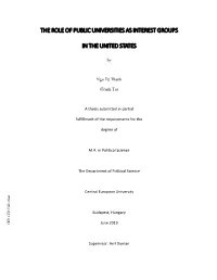 The Role of Public Universities As Interest Groups