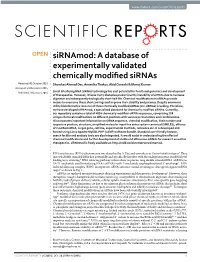 A Database of Experimentally Validated Chemically Modified Sirnas