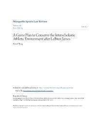 A Game Plan to Conserve the Interscholastic Athletic Environment After Lebron James Kevin P