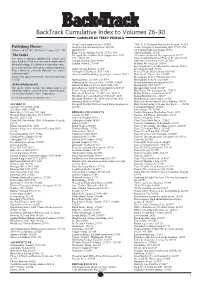 Backtrack Cumulative Index to Volumes 26-30 COMPILED by TERRY PENFOLD