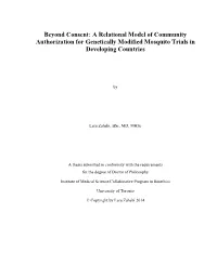 Beyond Consent: a Relational Model of Community Authorization for Genetically Modified Mosquito Trials in Developing Countries