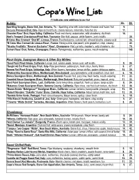 Copa's Wine List