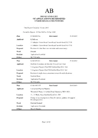 Delegated List of Applications Determined Under Delegated Powers