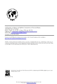 Orthography of Names and Epithets: Latinization of Personal Names Author(S): Dan H