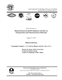 Russian Research and Development Activities on Nanoparticles and Nanostructured Materials