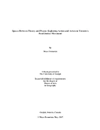 Spaces Between Theory and Praxis: Exploring Action and Actors in Toronto’S Food Justice Movement