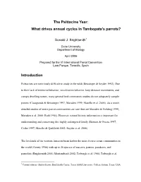 The Psittacine Year: Determinants of Annual Life History Patterns In