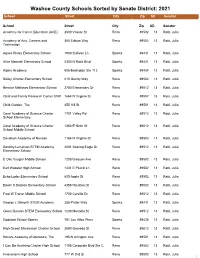 Washoe County Schools Sorted by Senate District: 2021