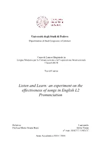 An Experiment on the Effectiveness of Songs in English L2 Pronunciation