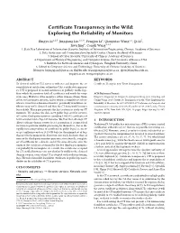 Certificate Transparency in the Wild:Exploring the Reliability Of