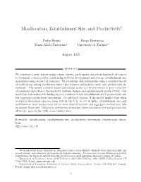 Misallocation, Establishment Size, and Productivity†