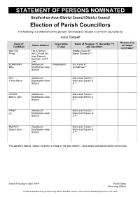 Parish Statement of Persons Nominated