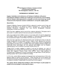 RO: Kothagudem Collieries – 507 101 “EXPRESSION of INTEREST