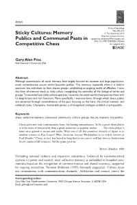 Sticky Cultures: Memory Publics and Communal Pasts in Competitive