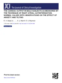 The Cardiac Output in Male Subjects As Measured by the Technique of Right Atrial Catheterization