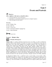 Unit 3 Events and Festivals