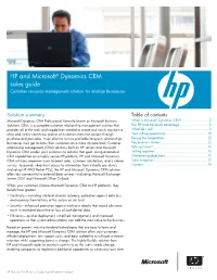 HP and Microsoft® Dynamics CRM Sales Guide Customer Resource Management Solution for Midsize Businesses