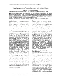 Phosphoproteomics: Recent Advances in Analytical Techniques