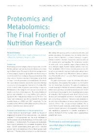 Proteomics and Metabolomics: the Final Frontier of Nutrition Research 71