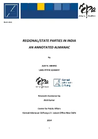 Regional/State Parties in India an Annotated Almanac