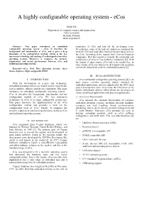 A Highly Configurable Operating System - Ecos