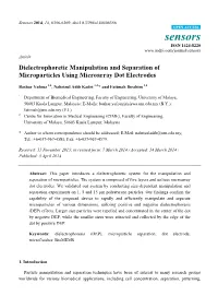 Dielectrophoretic Manipulation and Separation of Microparticles Using Microarray Dot Electrodes