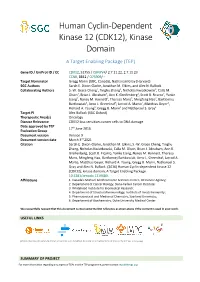 Human Cyclin-Dependent Kinase 12 (CDK12), Kinase Domain a Target Enabling Package (TEP)