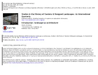 Landscape As Architecture Charles Waldheima a Harvard University, Cambridge, MA Published Online: 30 Sep 2014