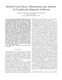 Measurement and Analysis of Cryptolocker Ransoms in Bitcoin