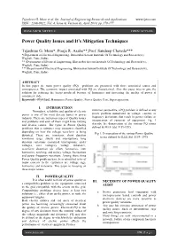 Power Quality Issues and It's Mitigation Techniques