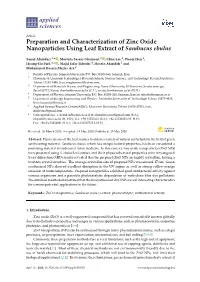 Preparation and Characterization of Zinc Oxide Nanoparticles Using Leaf Extract of Sambucus Ebulus