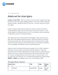 Adele Set for Chart Glory