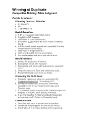 Winning at Duplicate Competitive Bidding: Table Judgment Points to Master Choosing Contract: Priorities A