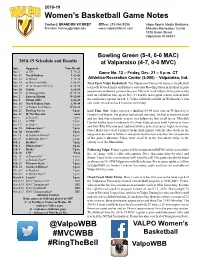 Women's Basketball Game Notes @Valpowbb #MVCWBB
