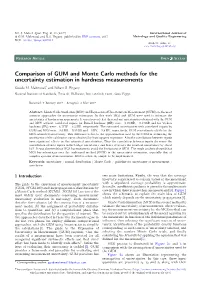 Comparison of GUM and Monte Carlo Methods for the Uncertainty Estimation in Hardness Measurements