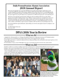 DPAA 2018: Year in Review What We Did • Organized the 33Rd Annual Steven A