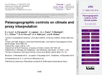 Palaeogeographic Controls on the Climate System