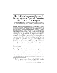 The Ndebele Language Corpus: a Review of Some Factors Influencing