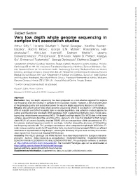 Very Low Depth Whole Genome Sequencing in Complex Trait Association Studies