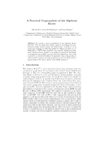 A Practical Cryptanalysis of the Algebraic Eraser