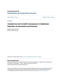 Cannabis Use and Its Health Consequences in Afghanistan: Implication for Intervention and Prevention