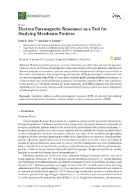 Electron Paramagnetic Resonance As a Tool for Studying Membrane Proteins