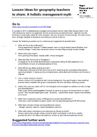 Lesson Ideas for Geography Teachers to Share: a Holistic Management Myth
