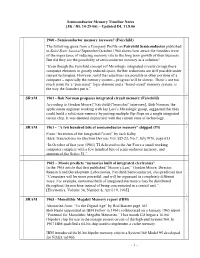 Semiconductor Memory Timeline Notes [JK / DL 10-25-06] – Updated DL 11.8.06